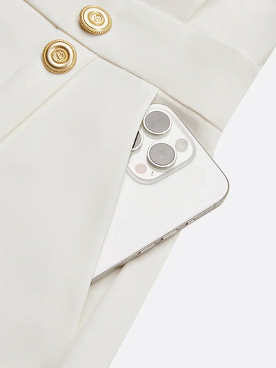 Hayden Marlene™ | Solid Midi Dress with Button Slit and Round Neckline