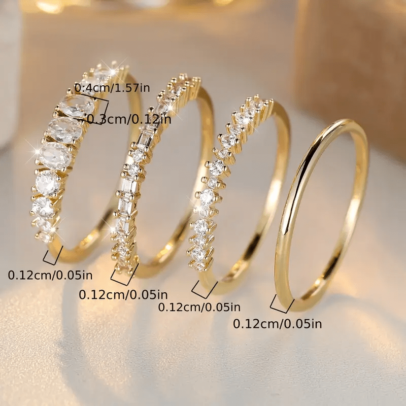 Hayden Mia | 14k Golden Zirconia Stacking Rings