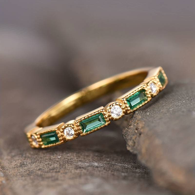 Hayden Alex | Green Inlaid Zirconia Gold Ring