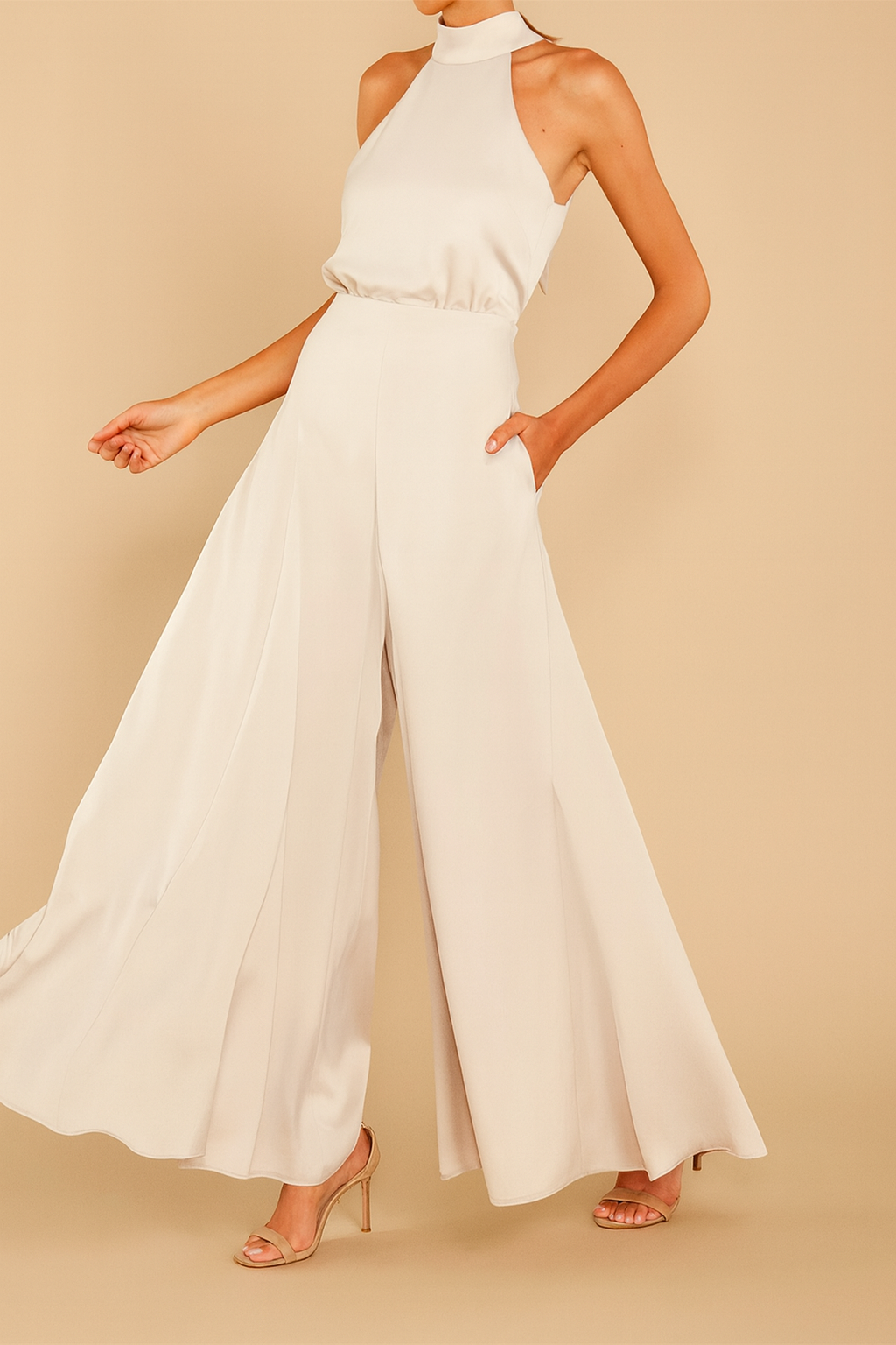 Hayden Luxi | Halter Satin Jumpsuit