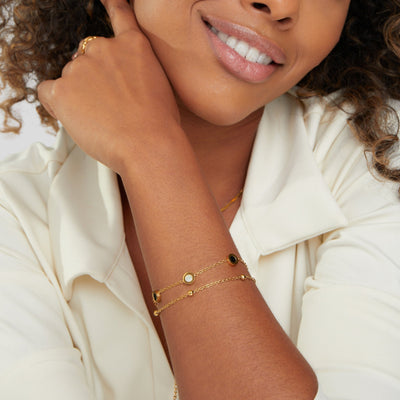 Hayden Gracie | Onyx & White Stone Bracelet