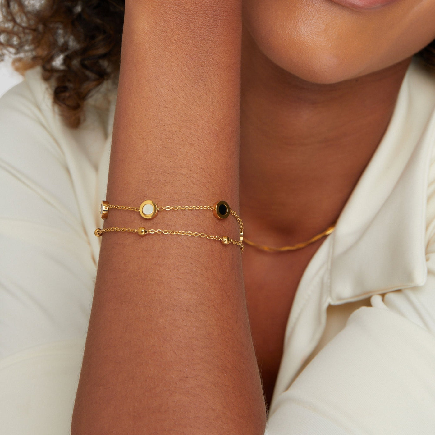 Hayden Gracie | Onyx & White Stone Bracelet