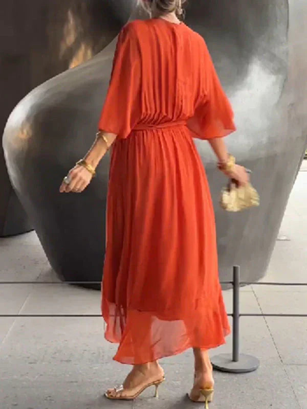 Hayden Monica | Silk Chiffon Dress With V-neck